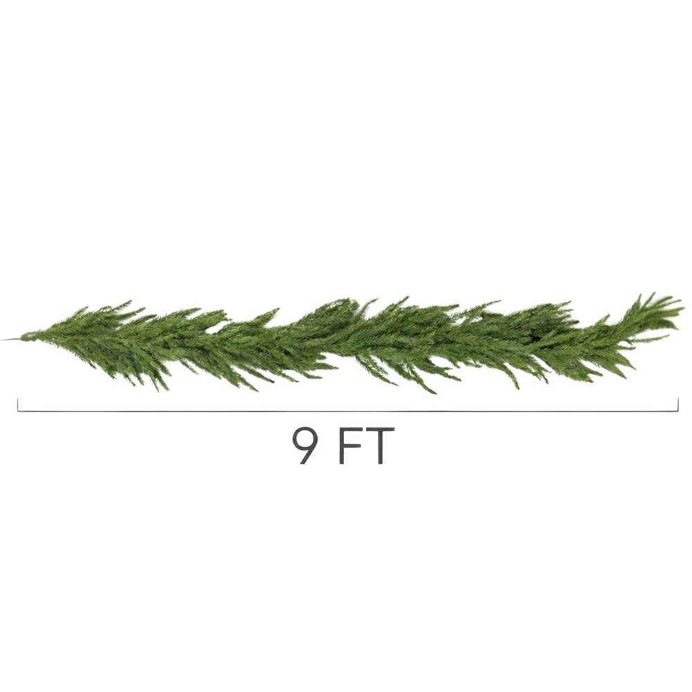 Christmas Norfolk Pine Garland Artificial 9ft Real Touch Mantle Decor NEW - Picture 3 of 6